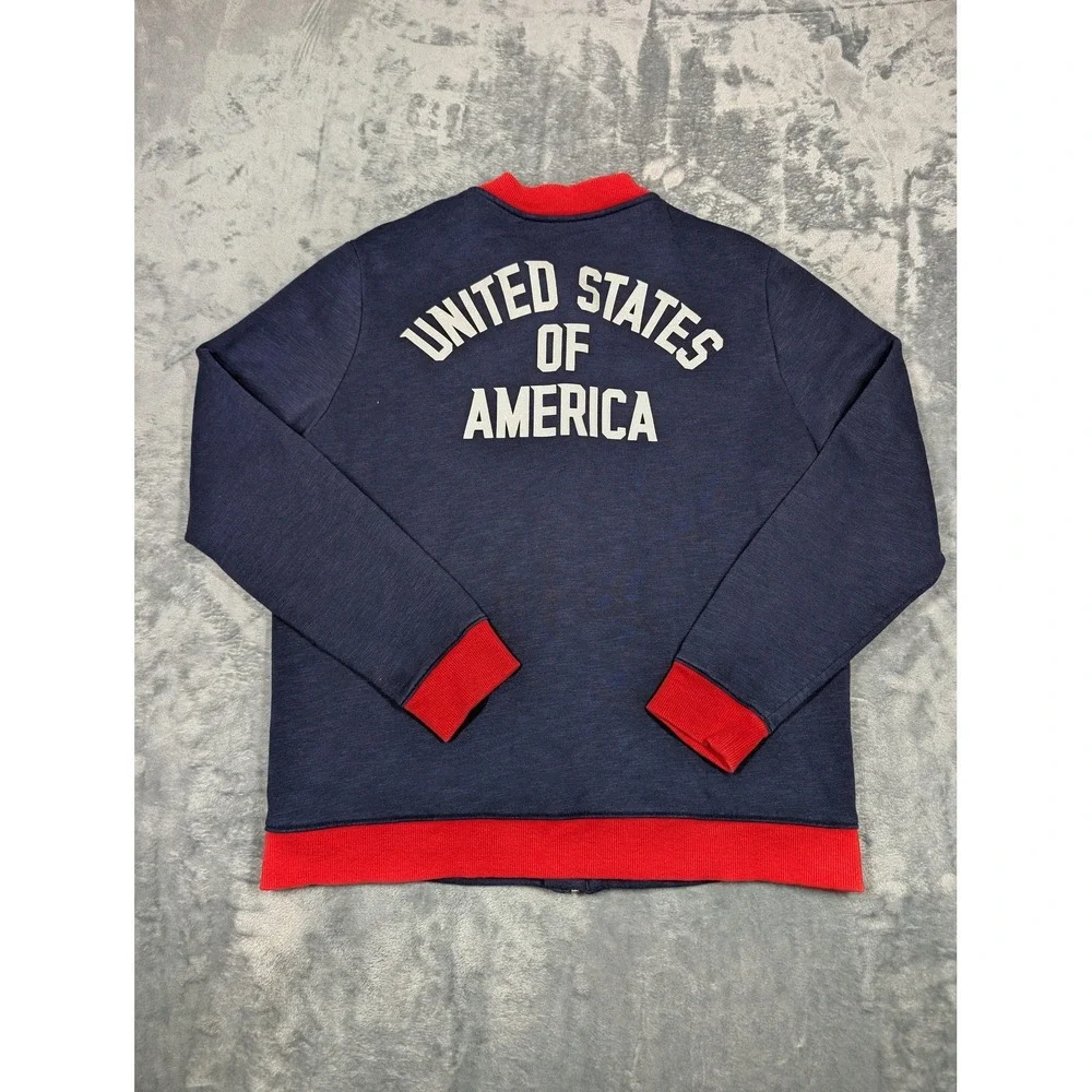 United States of America Jacket Mens XL Blue Red Full Zip Team USA Crest Fleece